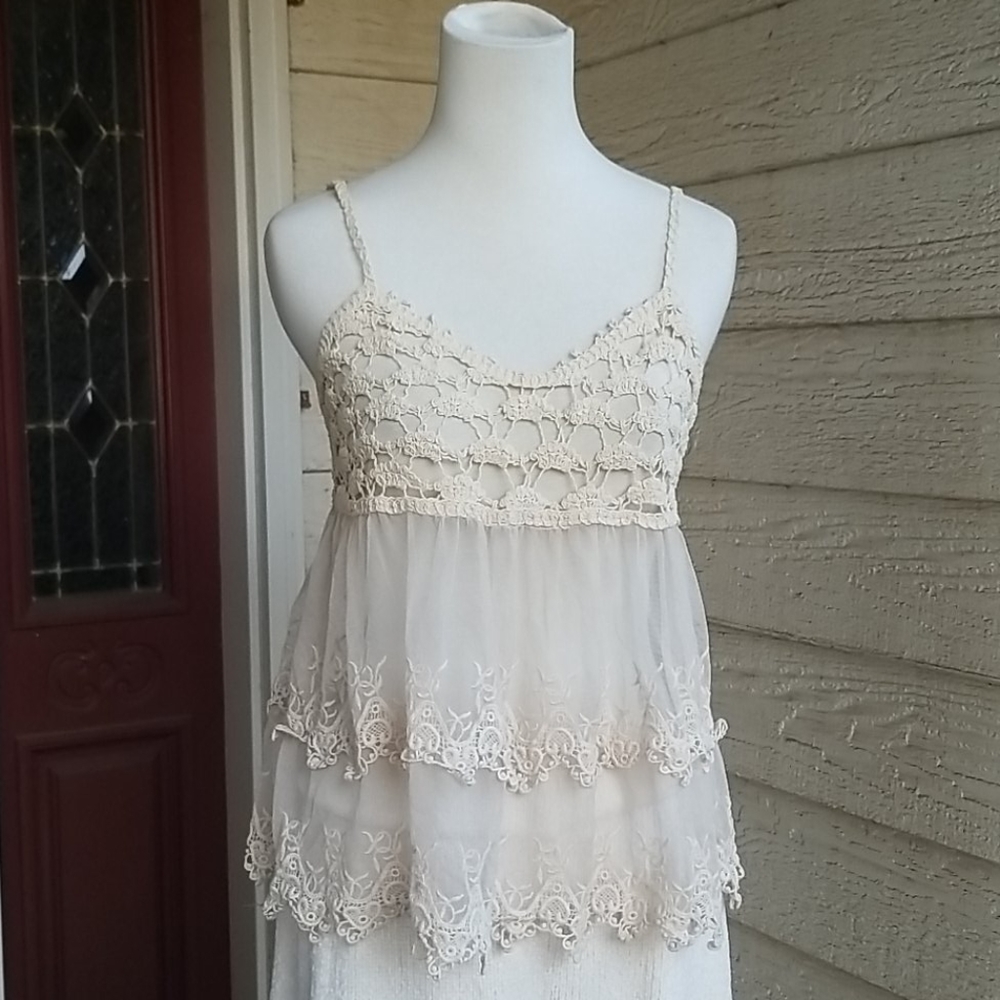 May & July Vintage Inspired Crochet Lace Babydoll Top